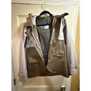 Holden Outerwear Womens Snowboard Jacket Grey Olive Green Colorblock Hooded S